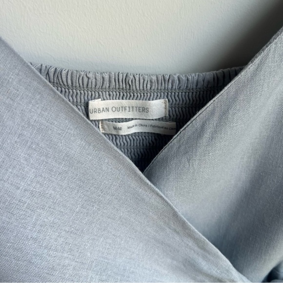 Urban Outfitters Grey Linen Blend Wrap Dress w/ Spaghetti Straps - Size Medium - Picture 5 of 13